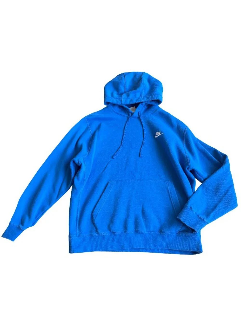 Nike Bright Blue Pullover Hoodie Sweater Hooded Cozy Cotton Size Large Men's